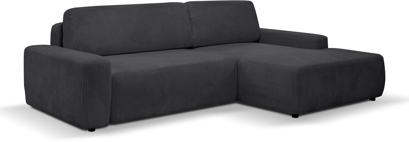 WERK2 Ecksofa Bully, Curvy Trend Ecksofa mit Schlaffunktion in weichem Cord von WERK2