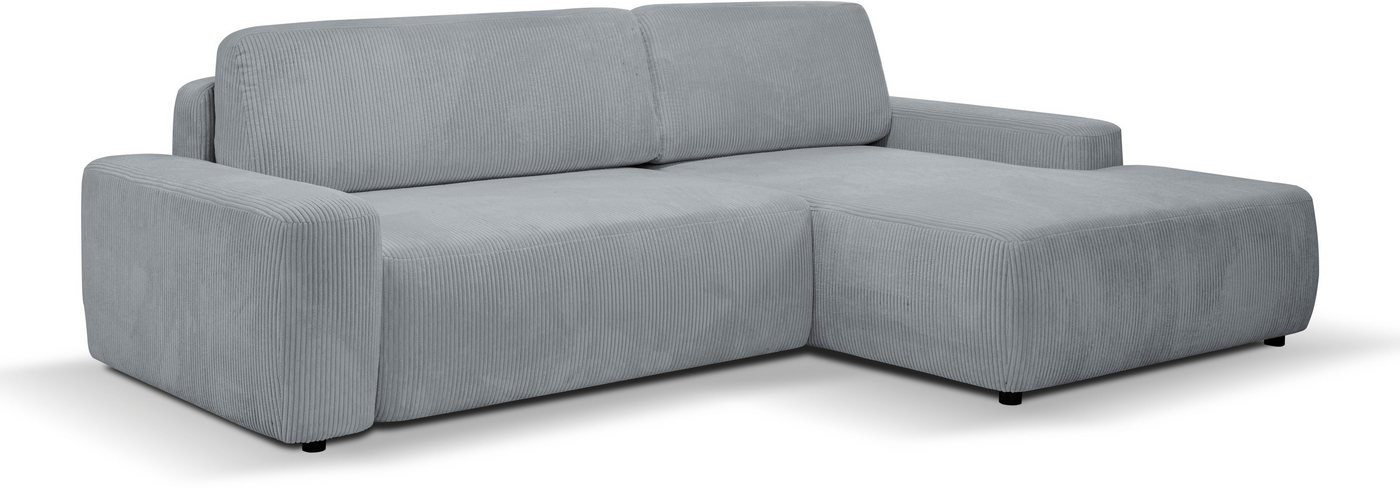 WERK2 Ecksofa Bully L-Form, Curvy Trend Ecksofa mit Schlaffunktion in weichem Cord von WERK2