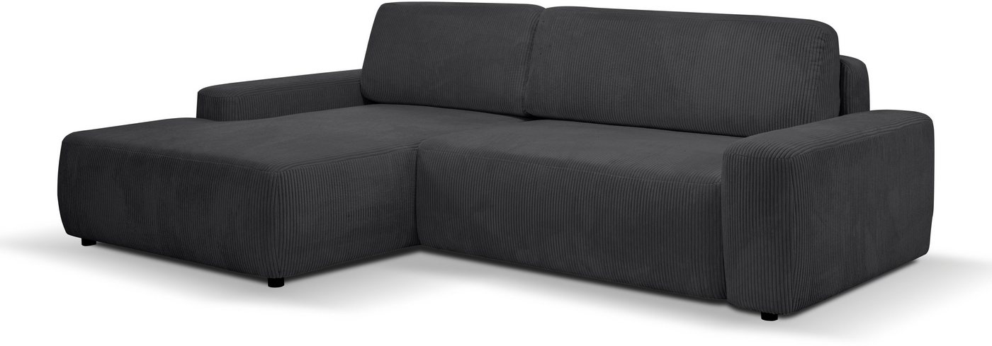 WERK2 Ecksofa Bully, Curvy Trend Ecksofa mit Schlaffunktion in weichem Cord von WERK2