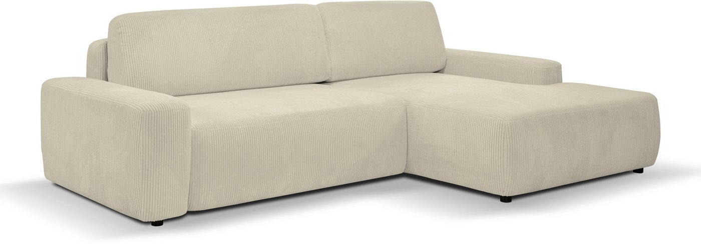 WERK2 Ecksofa Bully, Curvy Trend Ecksofa mit Schlaffunktion in weichem Cord von WERK2