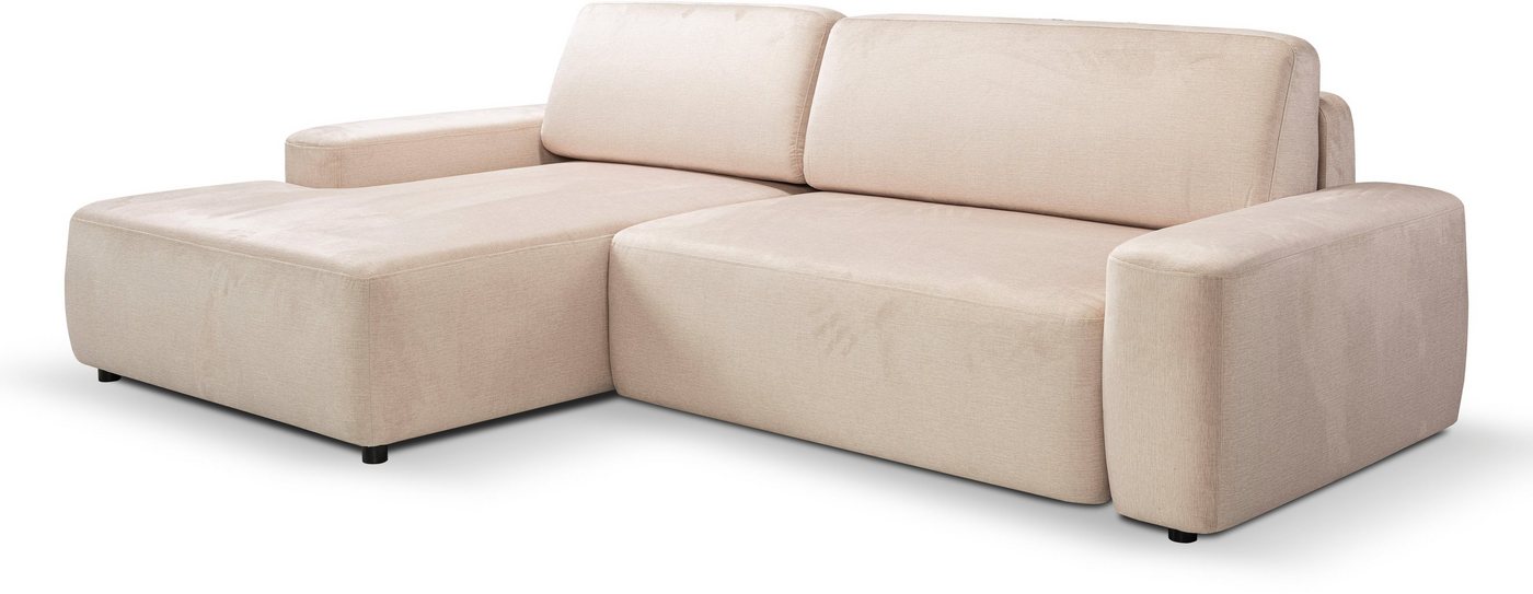 WERK2 Ecksofa Bully, Curvy Trend Ecksofa mit Schlaffunktion in weichem Cord von WERK2