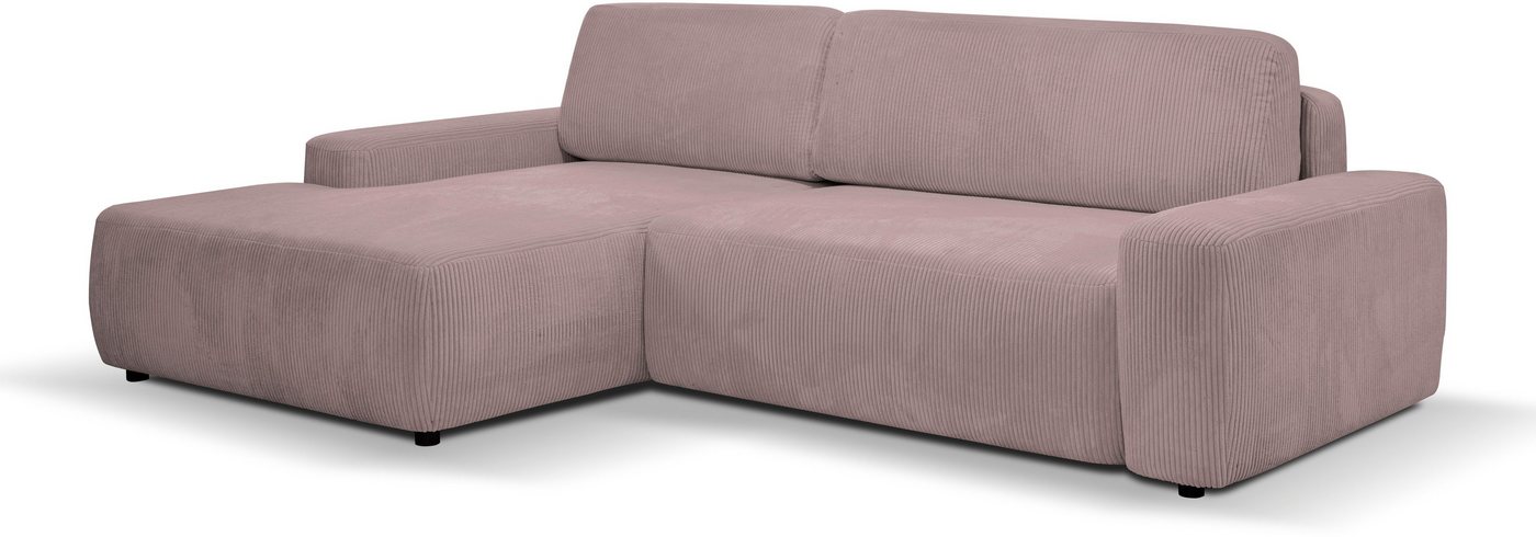 WERK2 Ecksofa Bully, Curvy Trend Ecksofa mit Schlaffunktion in weichem Cord von WERK2