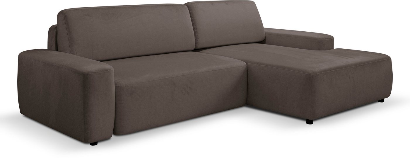 WERK2 Ecksofa Bully L-Form, Curvy Trend Ecksofa mit Schlaffunktion in weichem Cord von WERK2