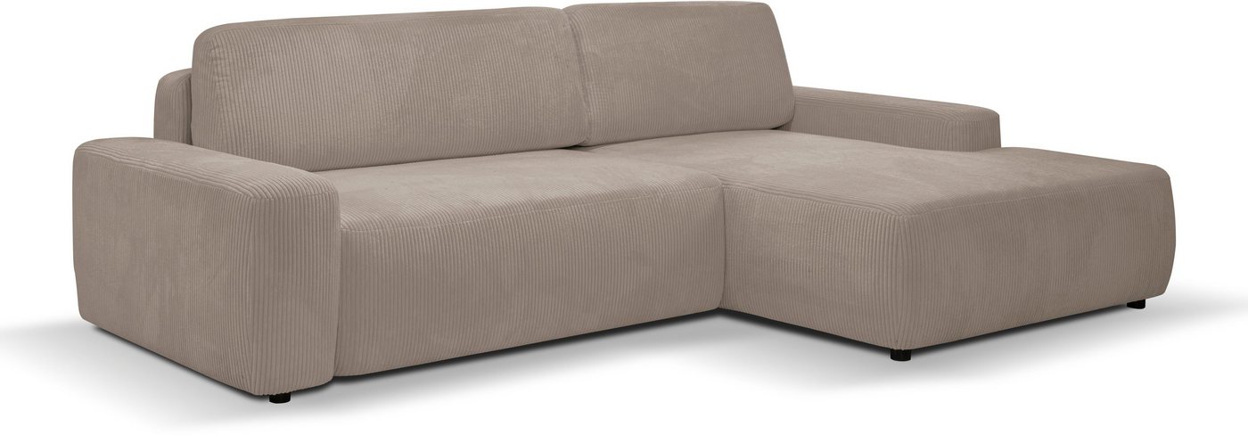 WERK2 Ecksofa Bully L-Form, Curvy Trend Ecksofa mit Schlaffunktion in weichem Cord von WERK2