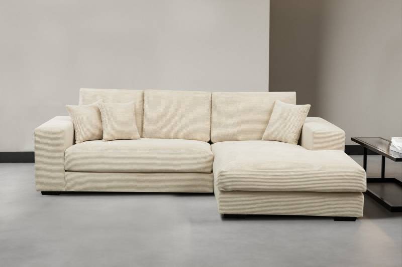 WERK2 Ecksofa Eden modern und zeitlos, geschmackvolles Sofa, Breite 286cm, L-Form, Design Ecksofa in Cord mit besonders weichem Sitzkomfort von WERK2