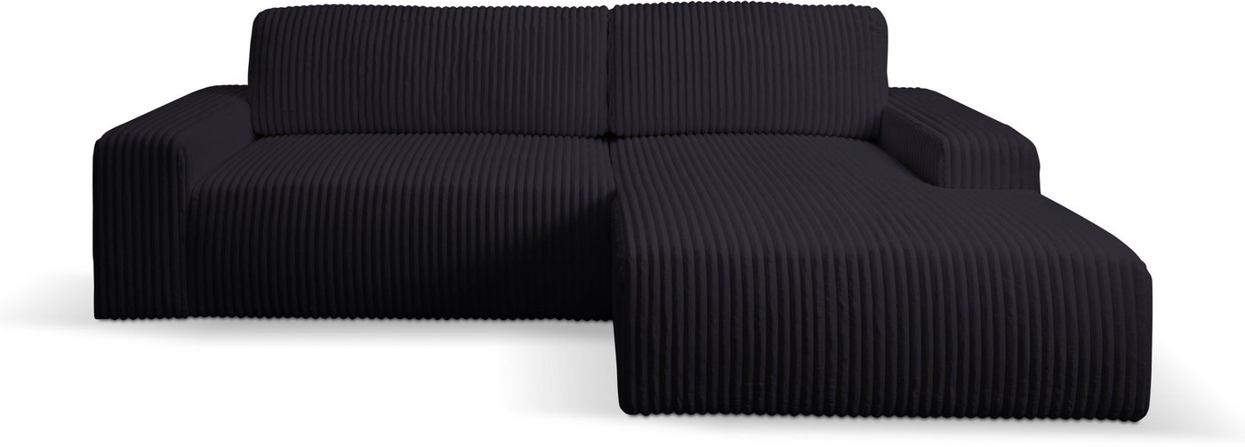 WERK2 Ecksofa Hugo-L, Design Ecksofa in Cord mit Schlaffunktion & Bettkasten von WERK2