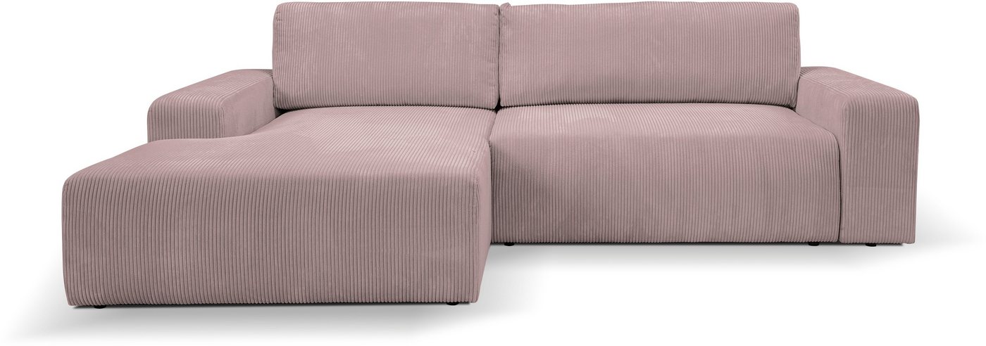 WERK2 Ecksofa Hugo-L, Design Ecksofa in Cord mit Schlaffunktion & Bettkasten von WERK2