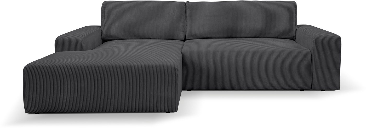 WERK2 Ecksofa Hugo-L, Design Ecksofa in Cord mit Schlaffunktion & Bettkasten von WERK2