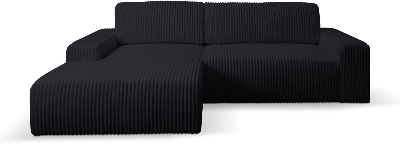 WERK2 Ecksofa Hugo-L, Design Ecksofa in Cord mit Schlaffunktion & Bettkasten von WERK2