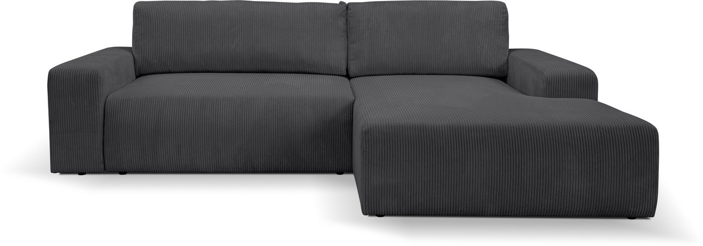 WERK2 Ecksofa Hugo-L, Design Ecksofa in Cord mit Schlaffunktion & Bettkasten von WERK2