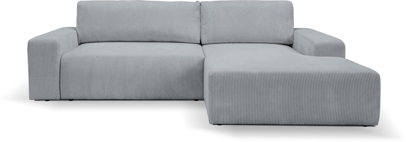 WERK2 Ecksofa Hugo-L, Design Ecksofa in Cord mit Schlaffunktion & Bettkasten von WERK2