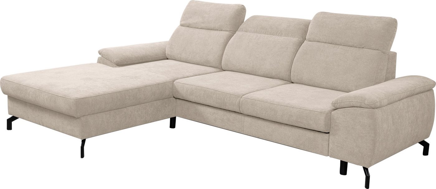 WERK2 Ecksofa Panama L-Form, Modernes Sofa mit Schlaffunktion, Bettkasten, Kopfteile verstellbar von WERK2