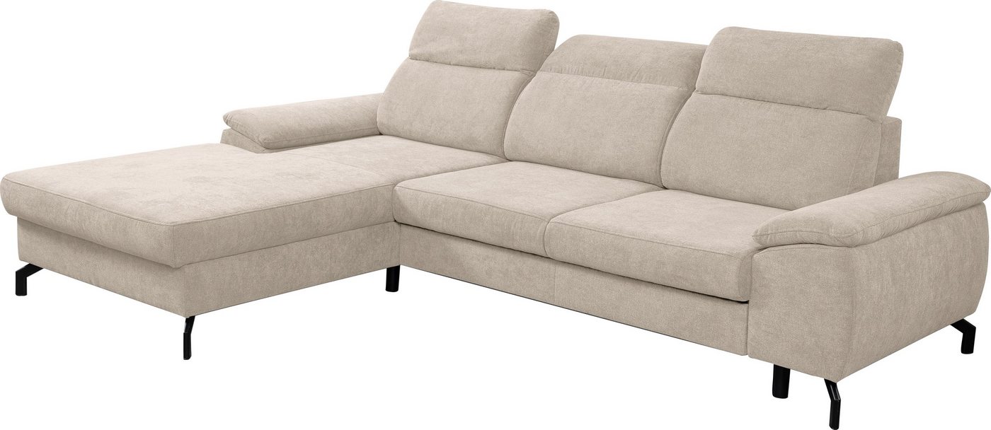 WERK2 Ecksofa Panama, Modernes Sofa mit Schlaffunktion, Bettkasten, Kopfteile verstellbar von WERK2