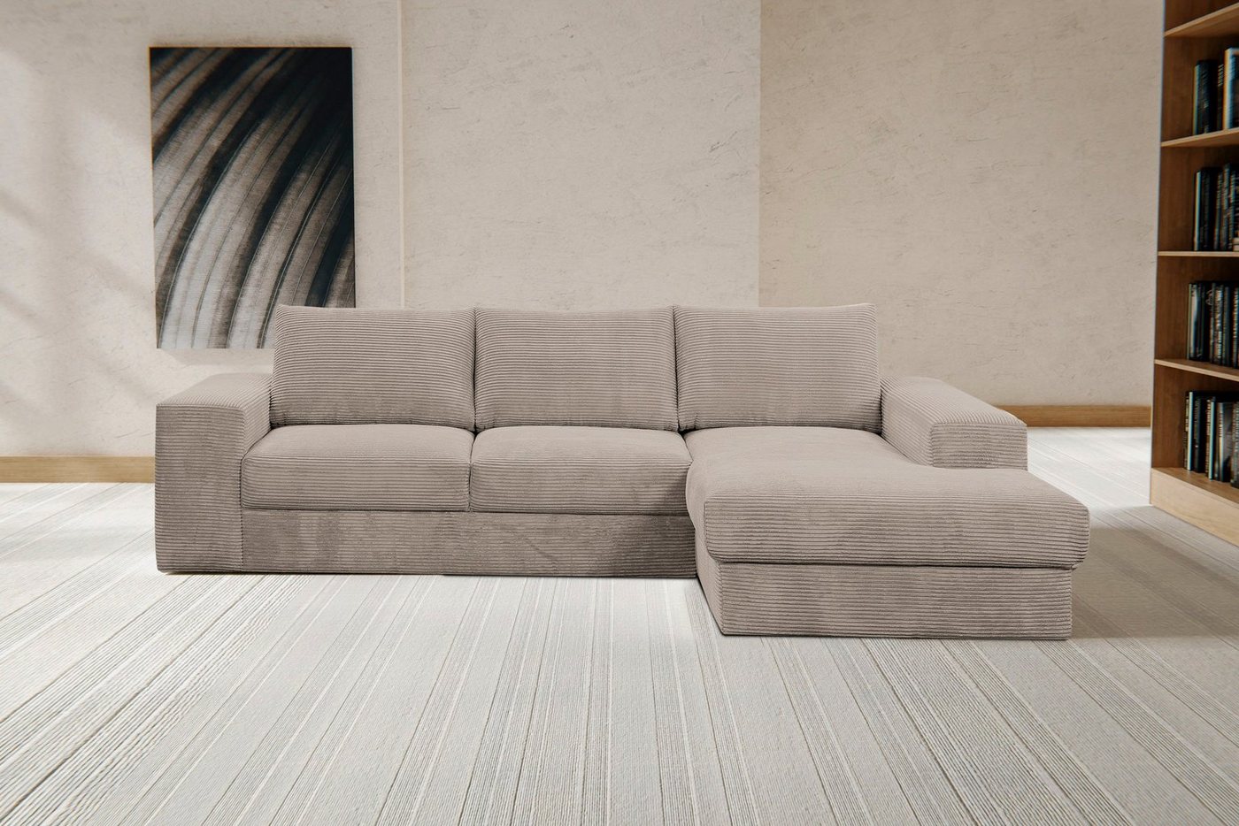 WERK2 Ecksofa Rozzana L-Form, Design Ecksofa mit hohem Komfort in trendig-weichem Cord & Breitcord von WERK2