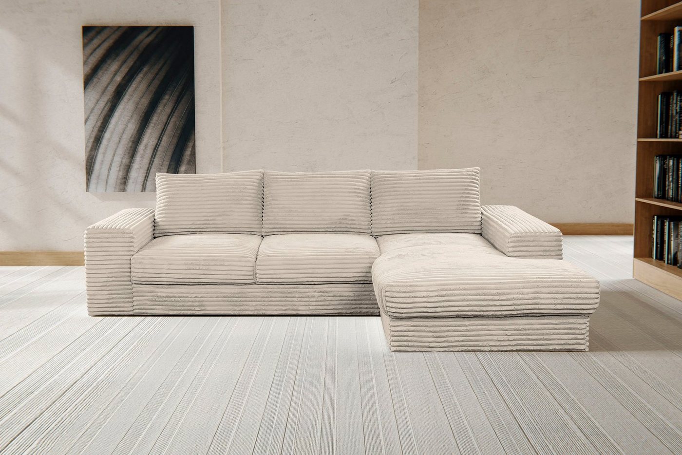 WERK2 Ecksofa Rozzana, Design Ecksofa mit hohem Komfort in trendig-weichem Cord & Breitcord von WERK2