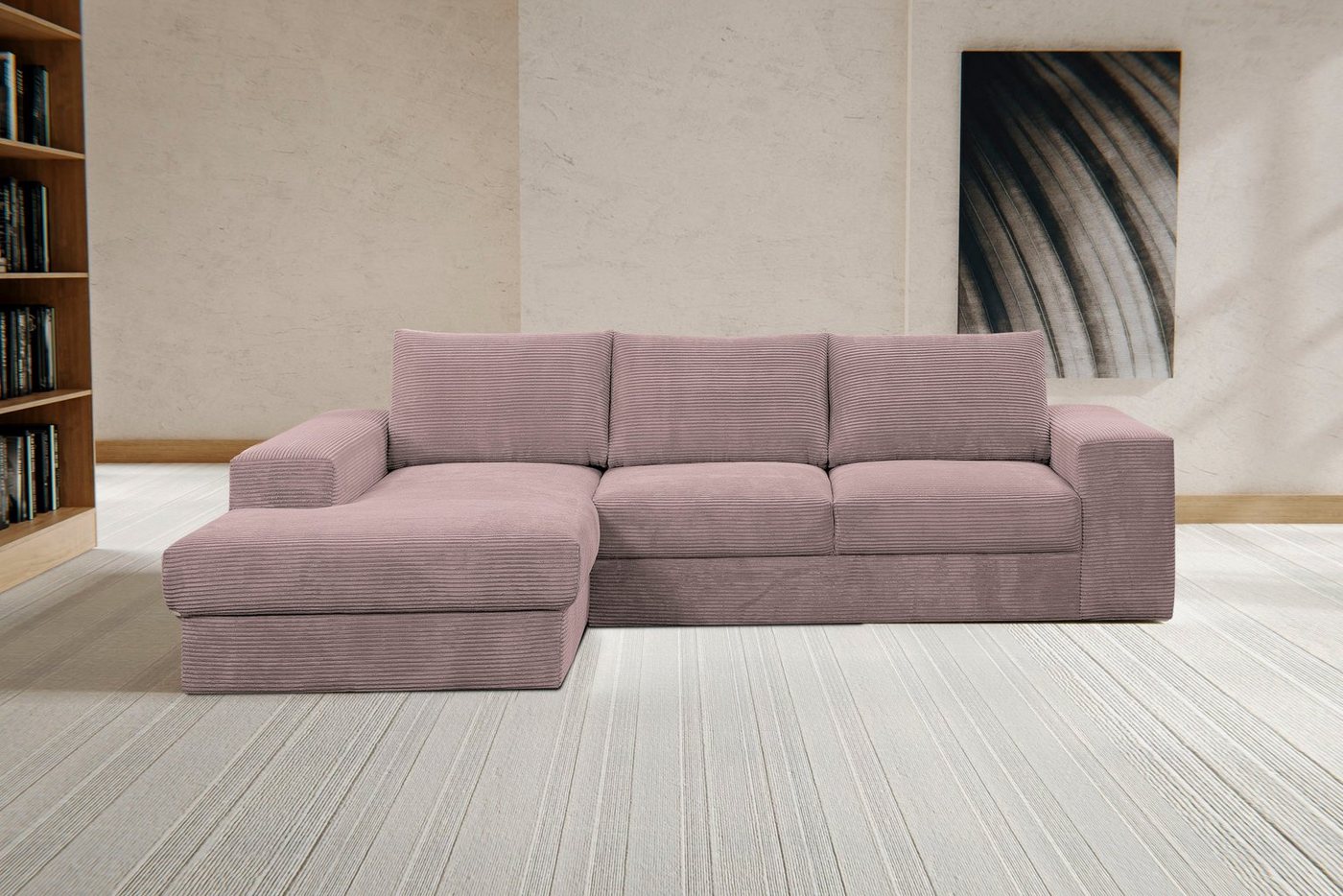 WERK2 Ecksofa Rozzana, Design Ecksofa mit hohem Komfort in trendig-weichem Cord & Breitcord von WERK2