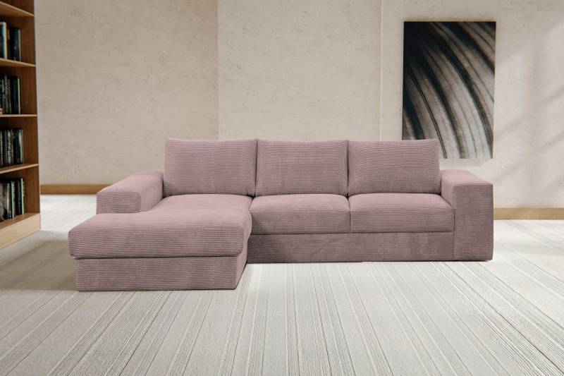WERK2 Ecksofa Rozzana Design Ecksofa mit hohem Komfort, zeitlos & elegant, L-Form, in kuschelweichen Trendstoffen Cord, Breitcord und Plüsch von WERK2