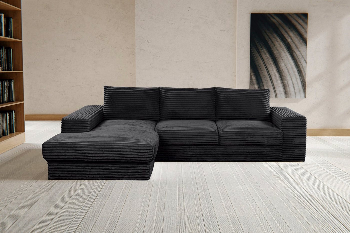 WERK2 Ecksofa Rozzana, Design Ecksofa mit hohem Komfort in trendig-weichem Cord & Breitcord von WERK2