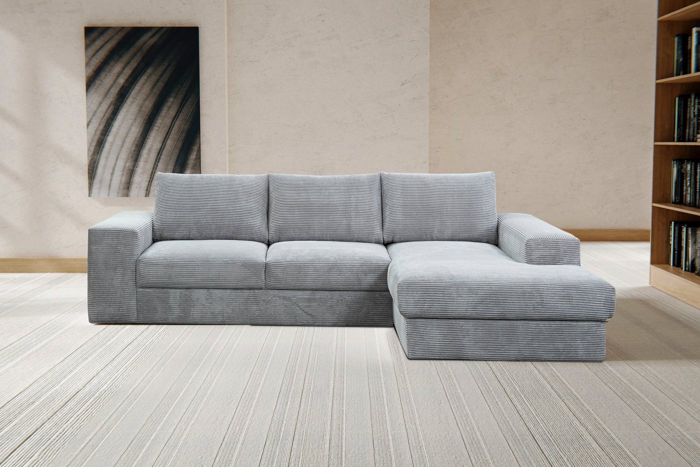 WERK2 Ecksofa Rozzana L-Form, Design Ecksofa mit hohem Komfort in trendig-weichem Cord & Breitcord von WERK2