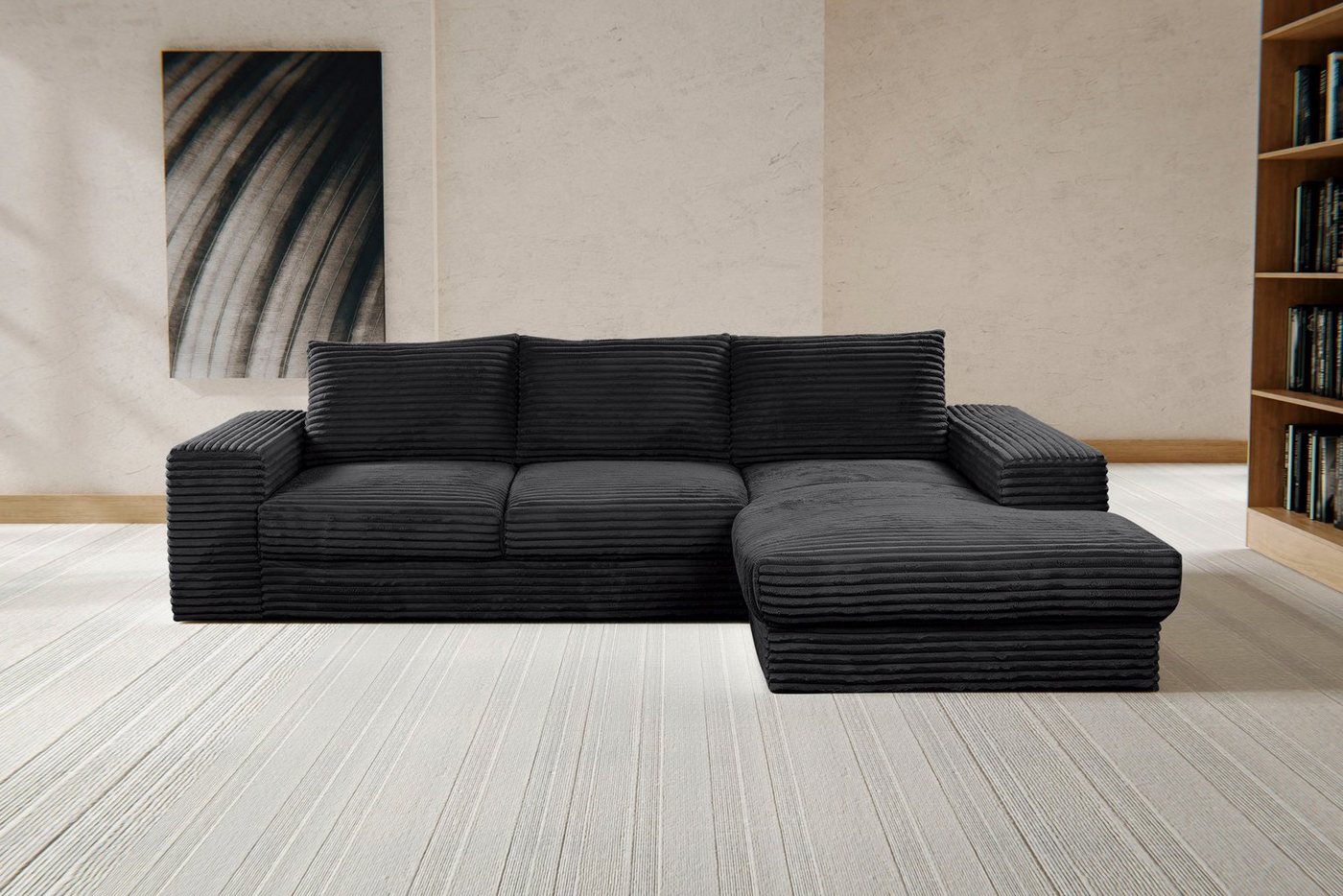 WERK2 Ecksofa Rozzana, Design Ecksofa mit hohem Komfort in trendig-weichem Cord & Breitcord von WERK2