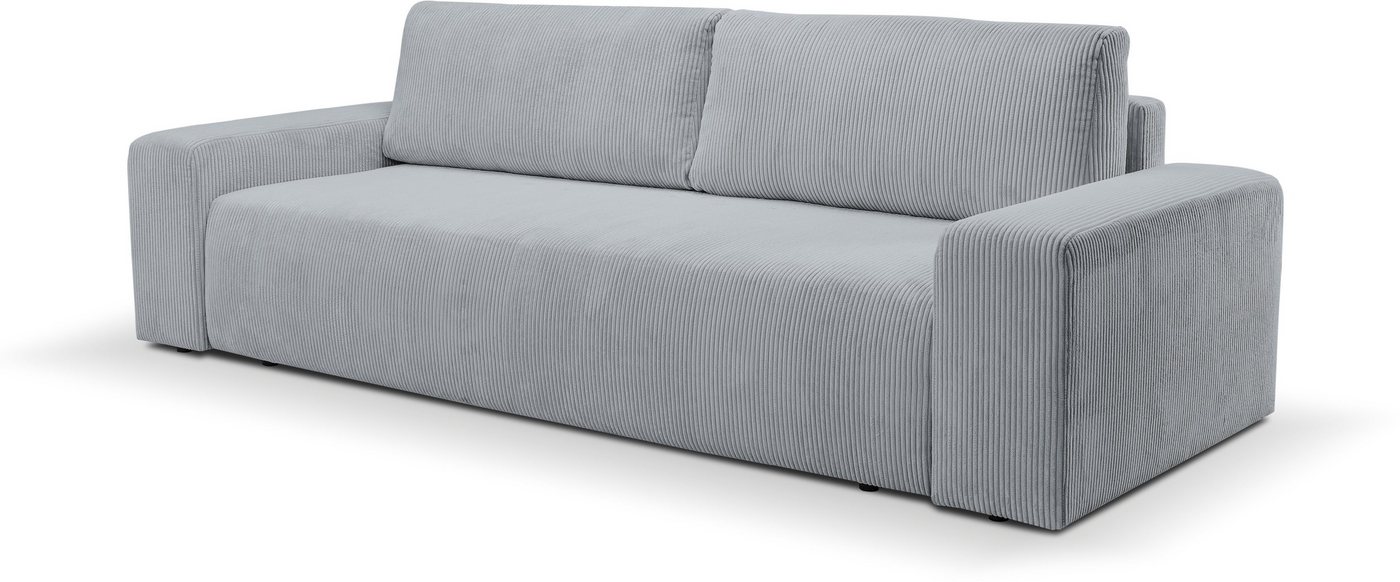 WERK2 Schlafsofa Hugo, Design 2-Sitzer Sofa in Cord mit Schlaffunktion & Bettkasten von WERK2