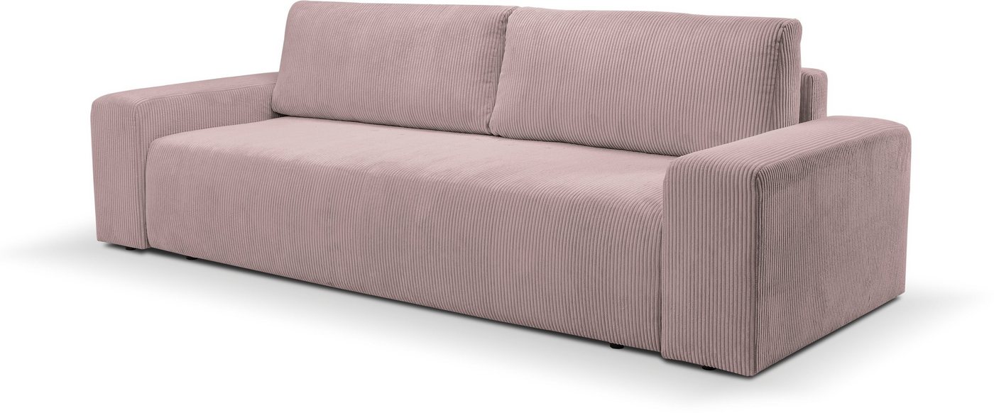 WERK2 Schlafsofa Hugo, Design 2-Sitzer Sofa in Cord mit Schlaffunktion & Bettkasten von WERK2