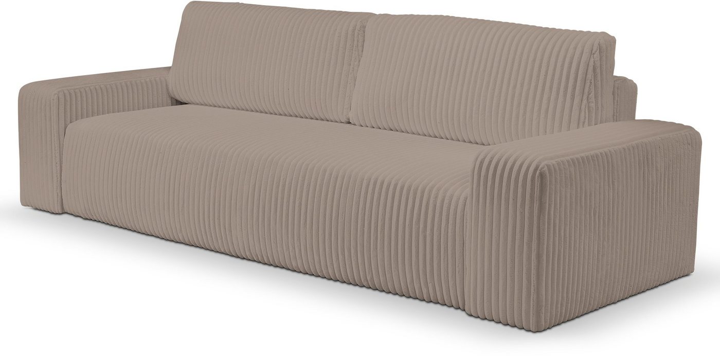 WERK2 Schlafsofa Hugo, Design 2-Sitzer Sofa in Cord mit Schlaffunktion & Bettkasten von WERK2