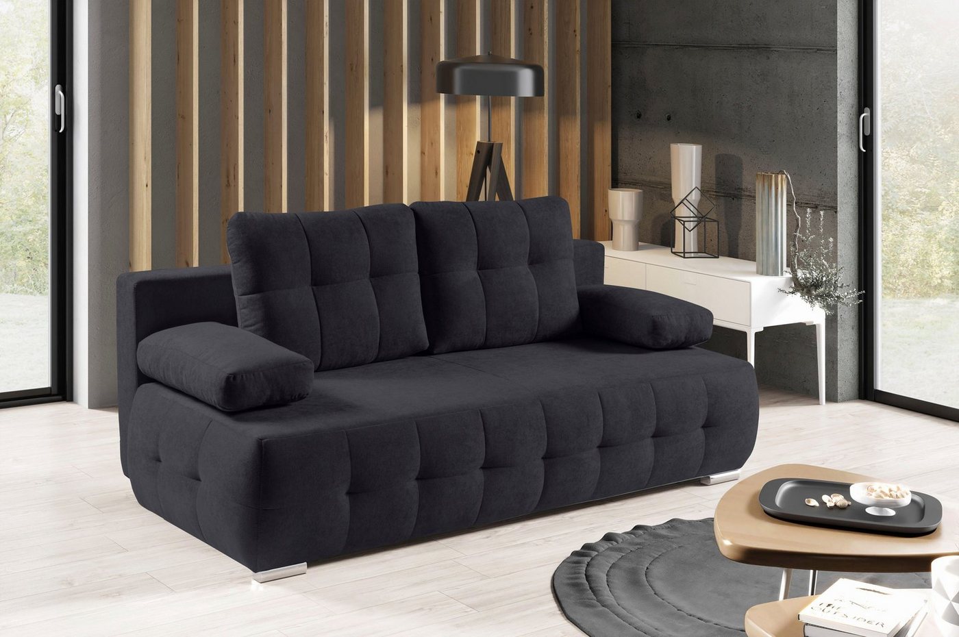 WERK2 Schlafsofa Indigo, 2-Sitzer Sofa und Schlafcouch mit Federkern & Bettkasten von WERK2