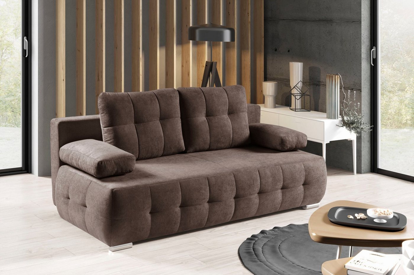 WERK2 Schlafsofa Indigo, 2-Sitzer Sofa und Schlafcouch mit Federkern & Bettkasten von WERK2