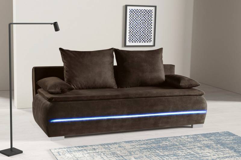 WERK2 Schlafsofa Tekla LED, 2-Sitzer Schlafcouch mit Bettkasten & stylischer RGB-LED-Beleuchtung von WERK2