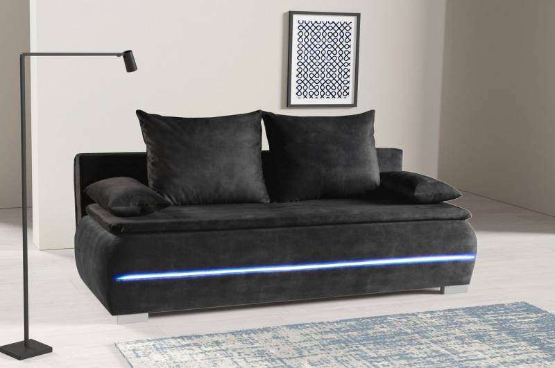 WERK2 Schlafsofa Tekla LED, 2-Sitzer Schlafcouch mit Bettkasten & stylischer RGB-LED-Beleuchtung von WERK2