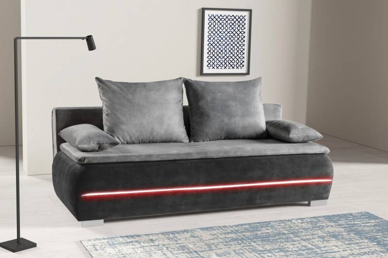 WERK2 Schlafsofa Tekla LED, 2-Sitzer Schlafcouch mit Bettkasten & stylischer RGB-LED-Beleuchtung von WERK2