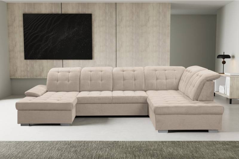 WERK2 Wohnlandschaft Kordula-New U-Form, Sofa in U-Form mit Schlaffunktion & Bettkasten, Schlafcouch von WERK2