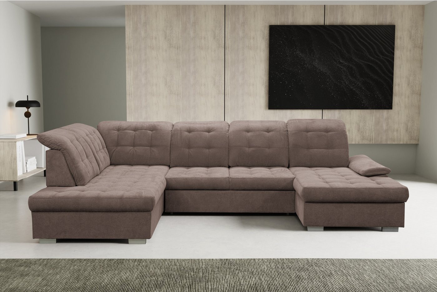 WERK2 Wohnlandschaft Kordula-New, Sofa in U-Form mit Schlaffunktion & Bettkasten, Schlafcouch von WERK2