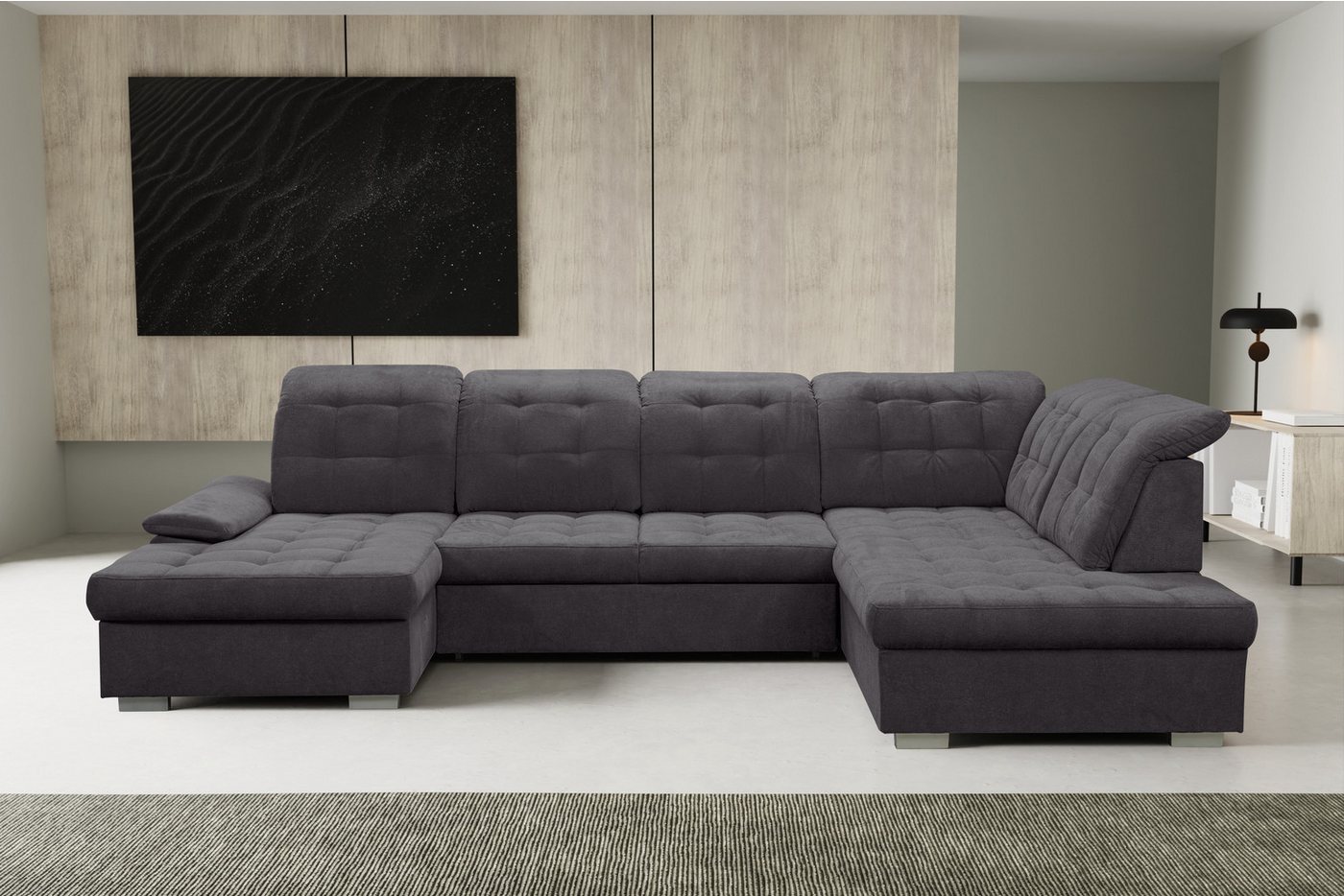 WERK2 Wohnlandschaft Kordula-New, Sofa in U-Form mit Schlaffunktion & Bettkasten, Schlafcouch von WERK2