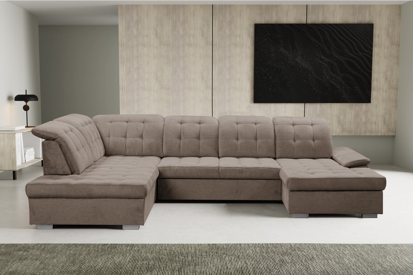 WERK2 Wohnlandschaft Kordula-New, Sofa in U-Form mit Schlaffunktion & Bettkasten, Schlafcouch von WERK2