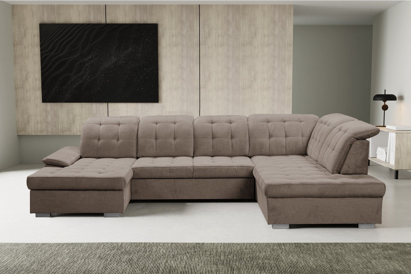 WERK2 Wohnlandschaft Kordula-New, Sofa in U-Form mit Schlaffunktion & Bettkasten, Schlafcouch von WERK2