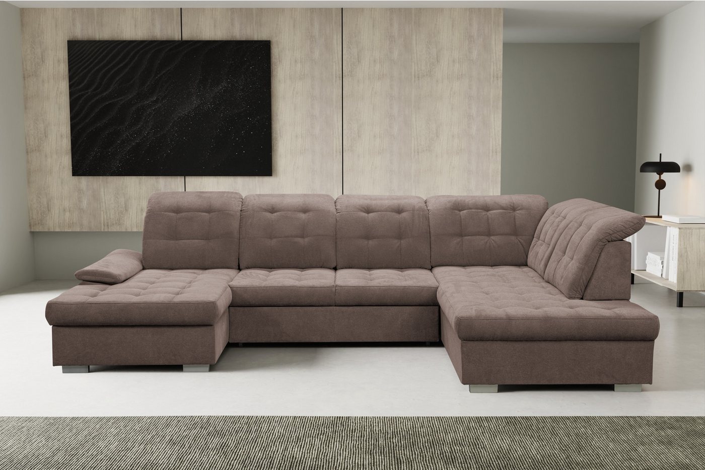 WERK2 Wohnlandschaft Kordula-New, Sofa in U-Form mit Schlaffunktion & Bettkasten, Schlafcouch von WERK2