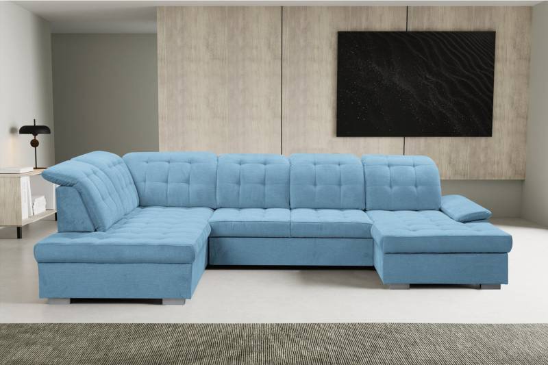 WERK2 Wohnlandschaft Kordula-New U-Form, Sofa in U-Form mit Schlaffunktion & Bettkasten, Schlafcouch von WERK2