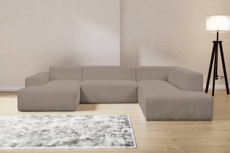 WERK2 Wohnlandschaft Zeus U-Form, Curvy Trend Wohnlandschaft mit urbaner Optik auch in weichem Cord von WERK2