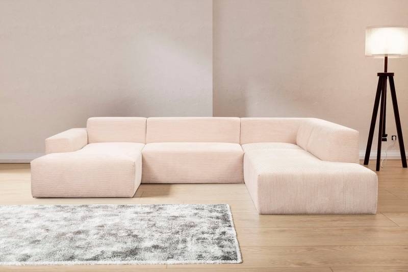 WERK2 Wohnlandschaft Zeus U-Form, Curvy Trend Wohnlandschaft mit urbaner Optik auch in weichem Cord von WERK2