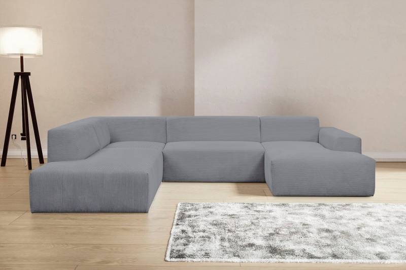 WERK2 Wohnlandschaft Zeus U-Form, Curvy Trend Wohnlandschaft mit urbaner Optik auch in weichem Cord von WERK2