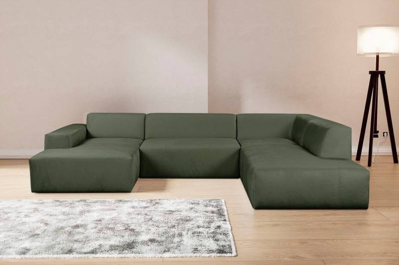 WERK2 Wohnlandschaft Zeus U-Form, Curvy Trend Wohnlandschaft mit urbaner Optik auch in weichem Cord von WERK2
