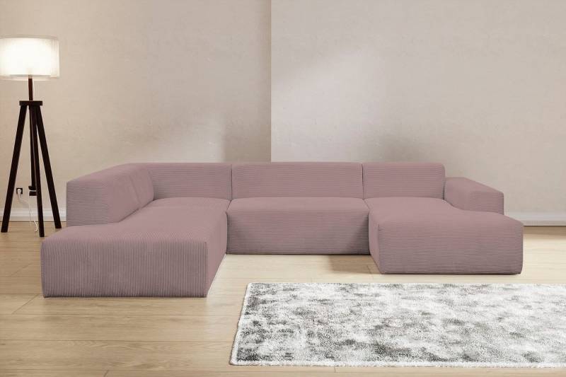WERK2 Wohnlandschaft Zeus U-Form, Curvy Trend Wohnlandschaft mit urbaner Optik auch in weichem Cord von WERK2