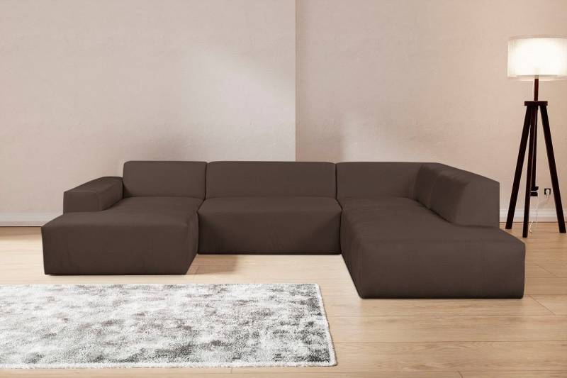 WERK2 Wohnlandschaft Zeus U-Form, Curvy Trend Wohnlandschaft mit urbaner Optik auch in weichem Cord von WERK2