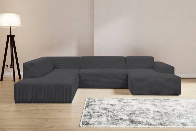 WERK2 Wohnlandschaft Zeus U-Form, Curvy Trend Wohnlandschaft mit urbaner Optik auch in weichem Cord von WERK2