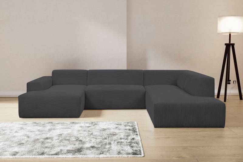 WERK2 Wohnlandschaft Zeus U-Form, Curvy Trend Wohnlandschaft mit urbaner Optik auch in weichem Cord von WERK2