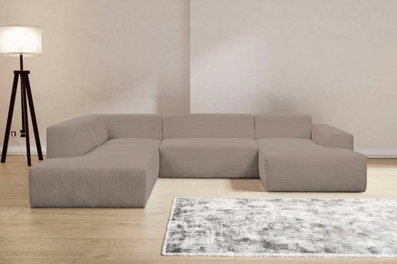 WERK2 Wohnlandschaft Zeus viel Platz, Breite 330cm, modern und zeitlos, U-Form, Curvy Trend Wohnlandschaft mit urbaner Optik auch in weichem Cord von WERK2