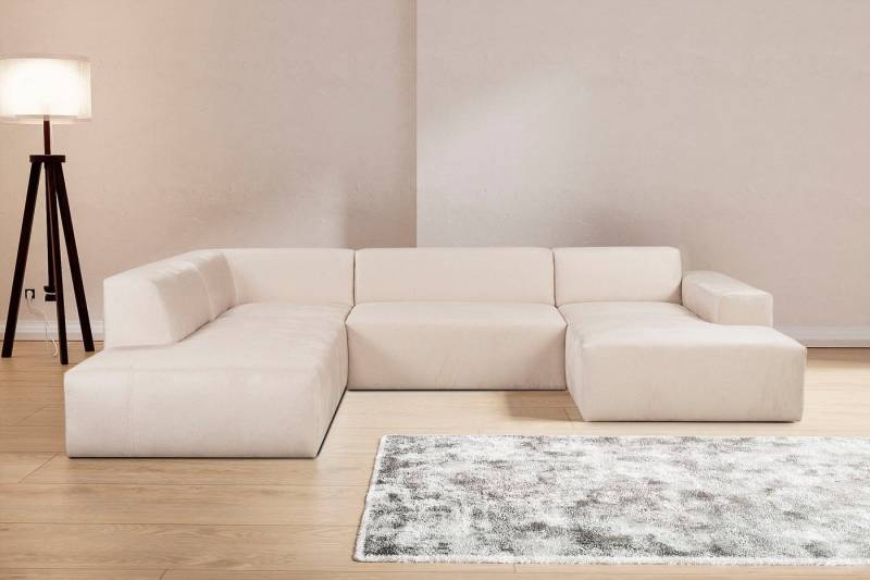 WERK2 Wohnlandschaft Zeus U-Form, Curvy Trend Wohnlandschaft mit urbaner Optik auch in weichem Cord von WERK2
