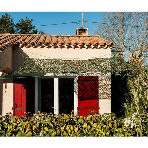 WERKA PRO - 11111 - Sonnensegel mit Löchern, 120 g/m², Polyester, rechteckig, 4 x 5 m, Camouflage-Grün, für Balkon, Terrasse und Garten von WERKA PRO